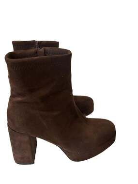 CUCCOO LuxiPop Women's Dark Brown Faux Suede Platform Ankle Boots